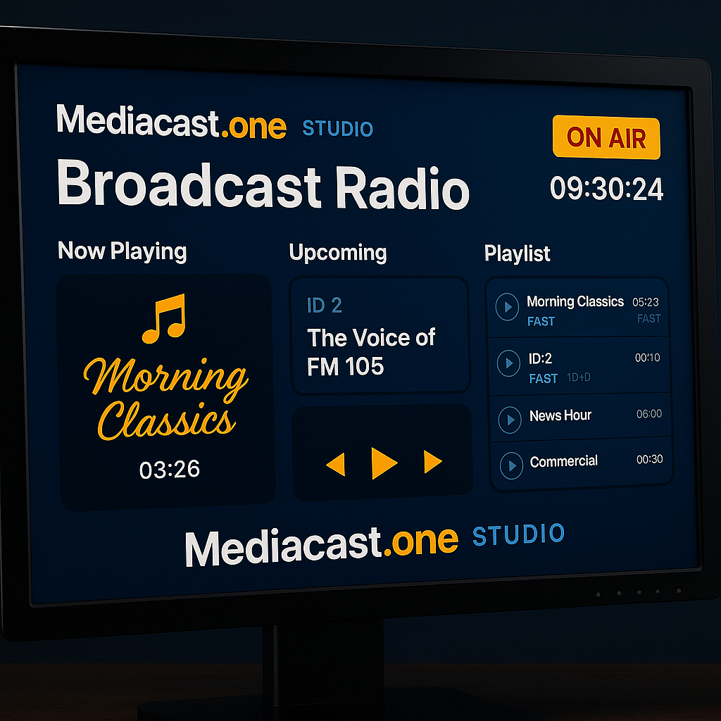 Mediacast.one stuoio AIR Broadcast Radio 800